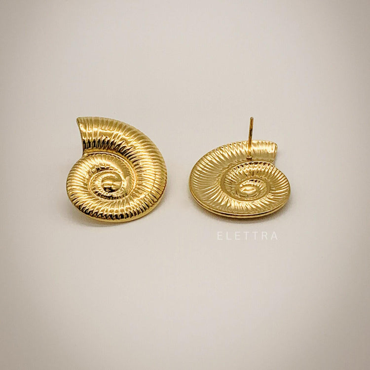 Chunky Gold Seashell Stud Earrings