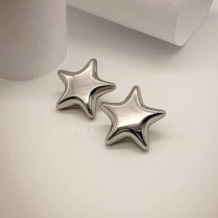 Silver Puffy Stud Earrings