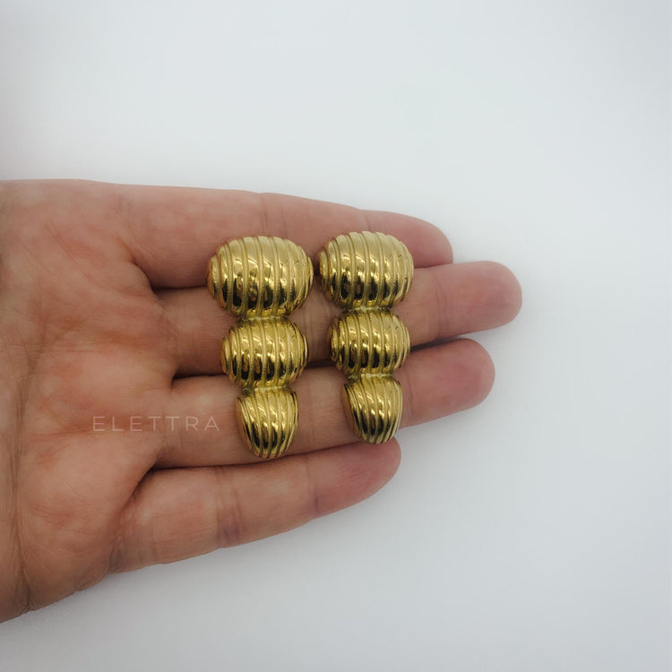 Gold Drop Stud Earrings