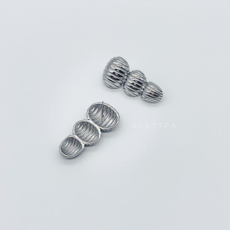 Chunky Silver Drop Stud Earrings