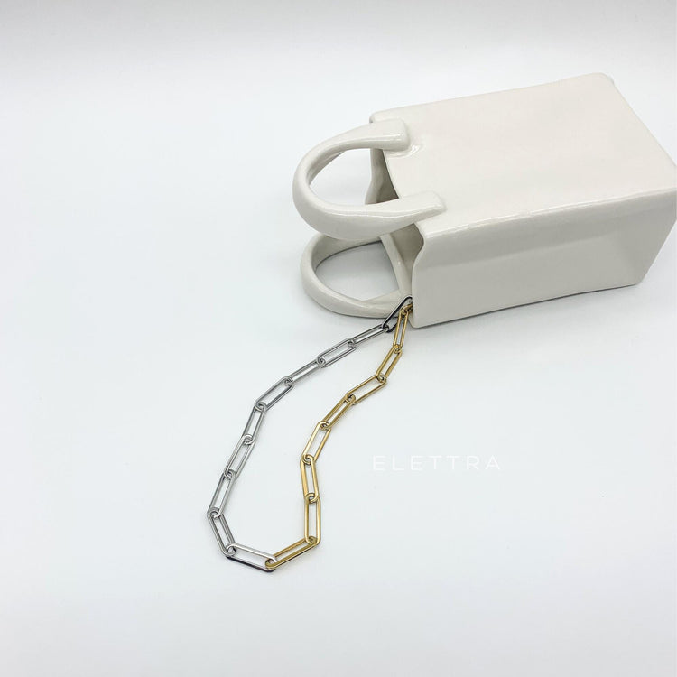 Dual-Tone Paper clip Chain Necklace