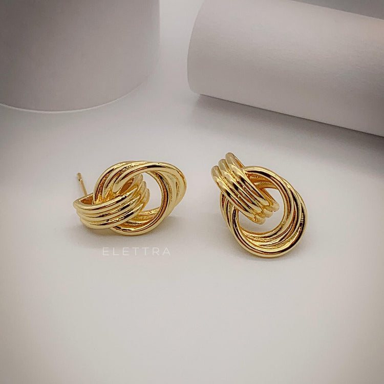 Gold Door-Knocker Stud Earrings
