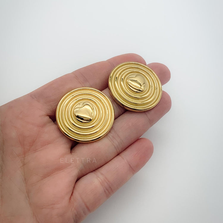 Chunky Gold Heart Stud Earrings
