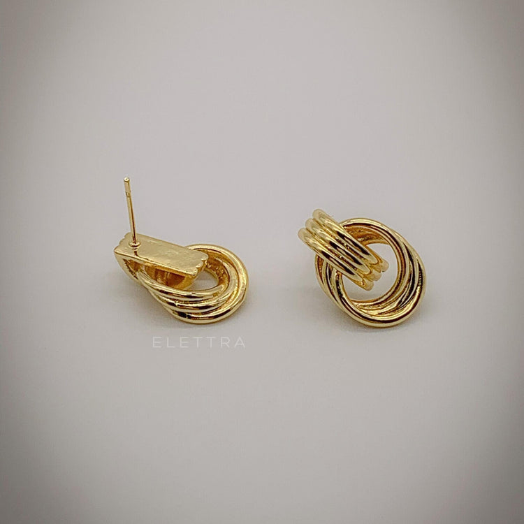 Gold Door-Knocker Stud Earrings