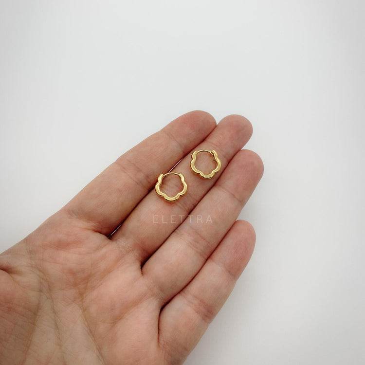 Gold Mini Wave Huggie Earrings