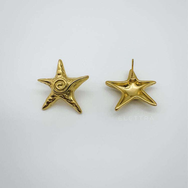 Chunky Gold Starfish Stud Earrings