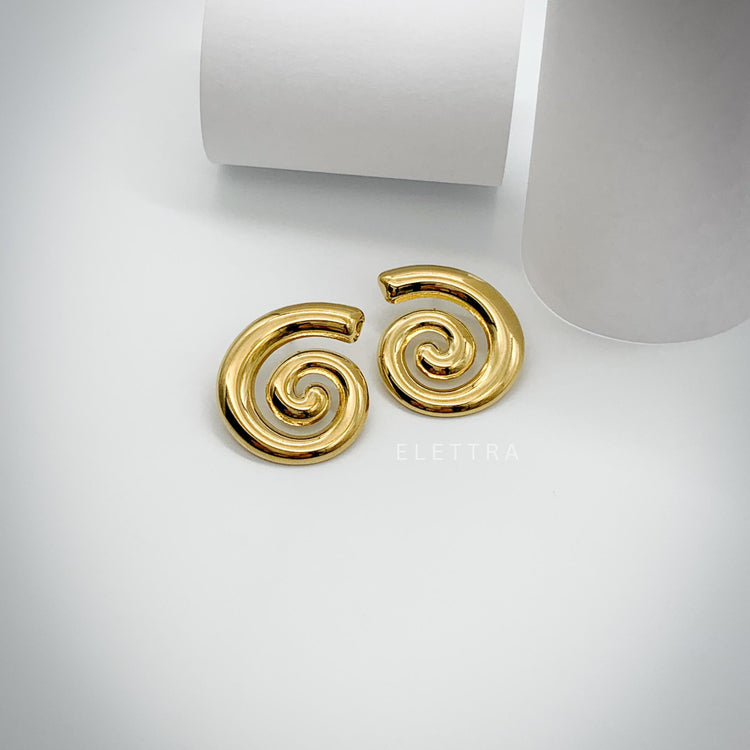 Chunky Gold Spiral Stud Earrings