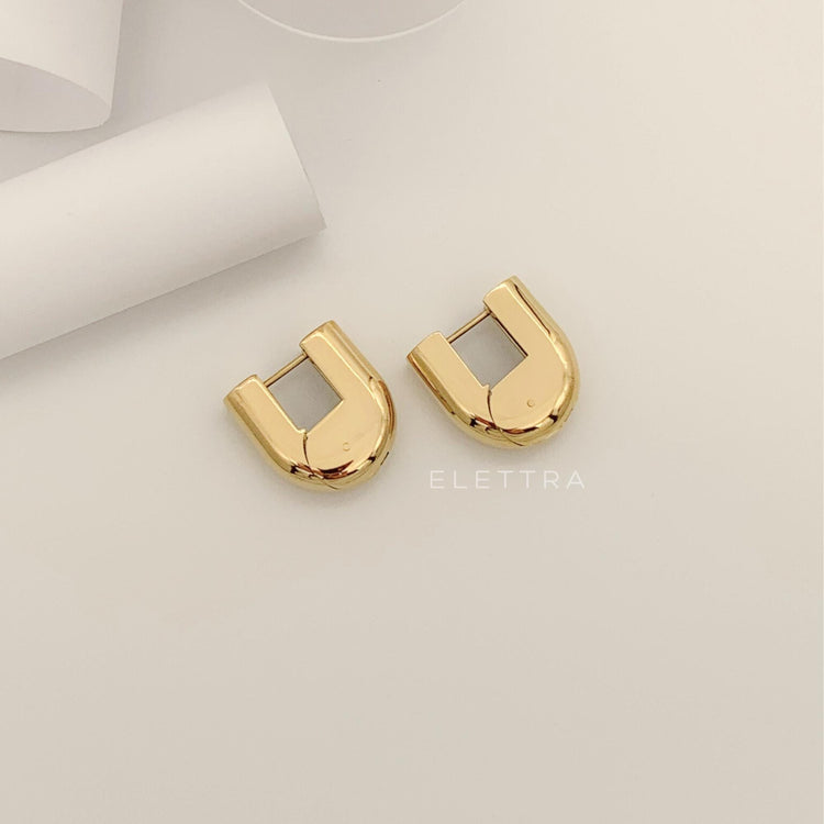 Gold U-Shape Hollow Hoop Earrings