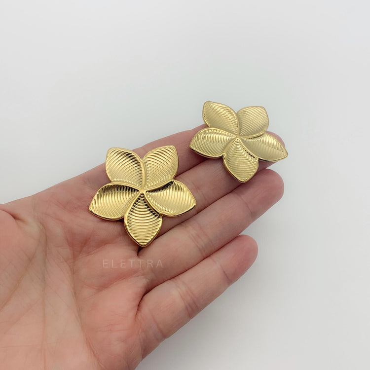 Chunky Gold Flower Stud Earrings