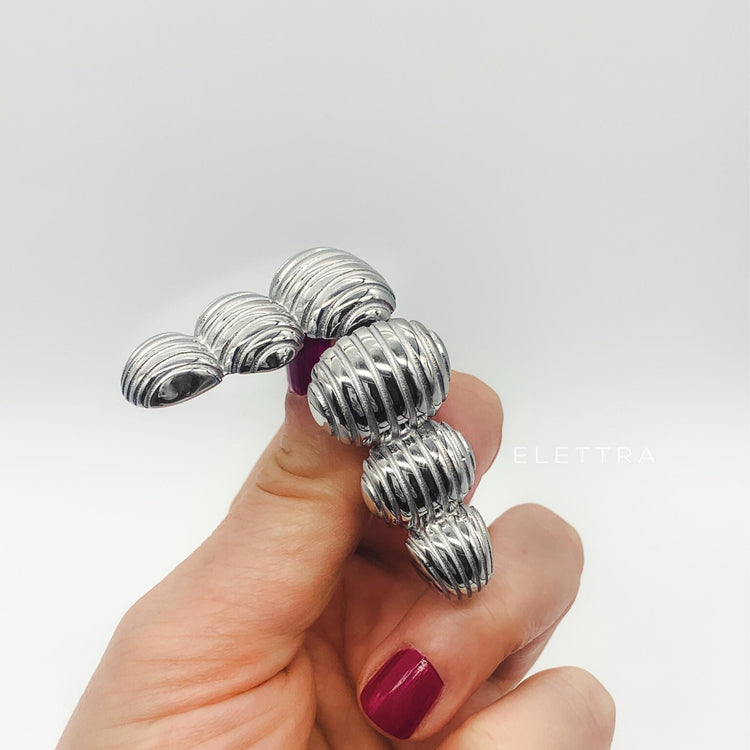 Chunky Silver Drop Stud Earrings
