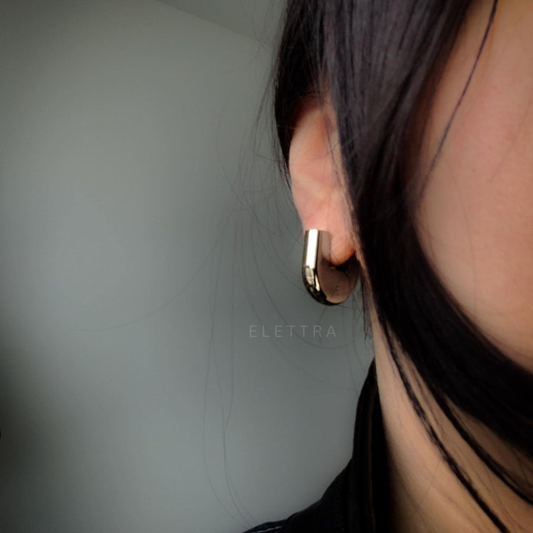Silver U-Shape Hollow Hoops