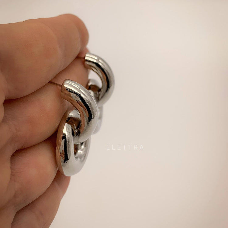 Silver Door Knocker Stud Earrings