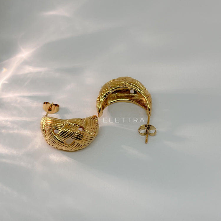 Woven Gold C-Shape Earrings