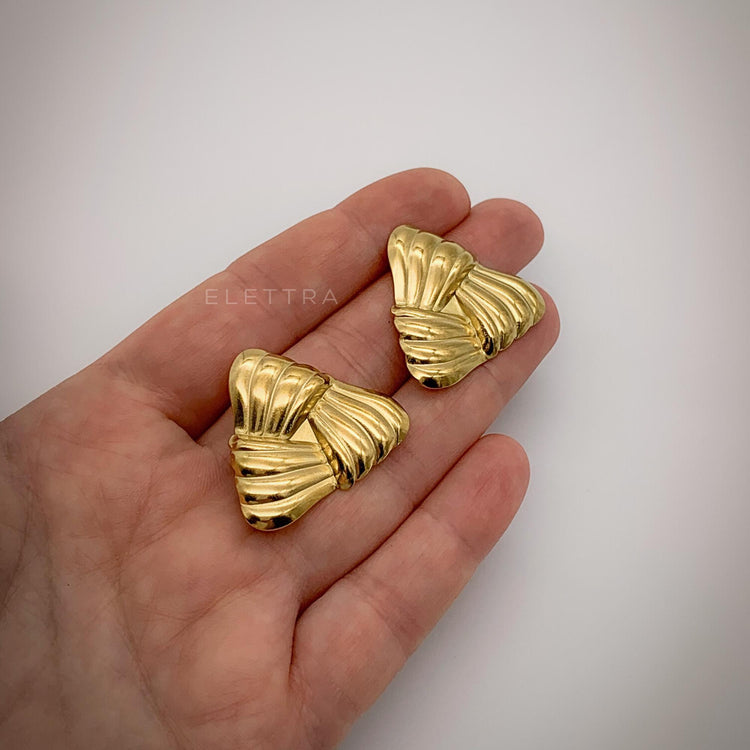 Gold Triangle Chunky Stud Earrings