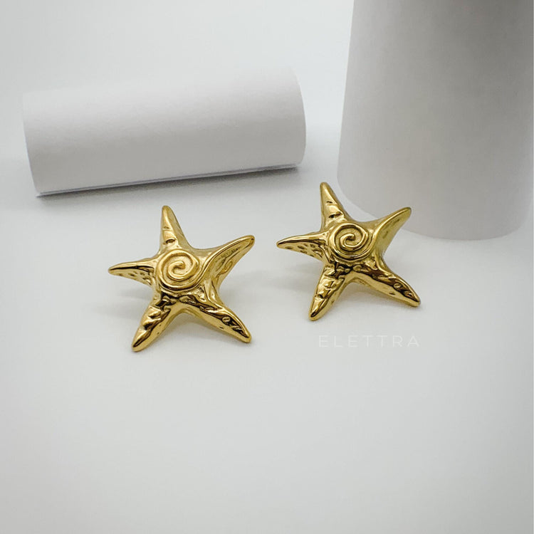 Chunky Gold Starfish Stud Earrings