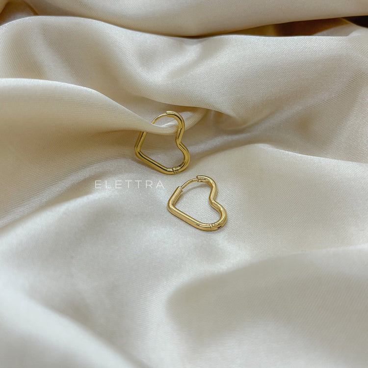 Gold Heart Hoop Earrings