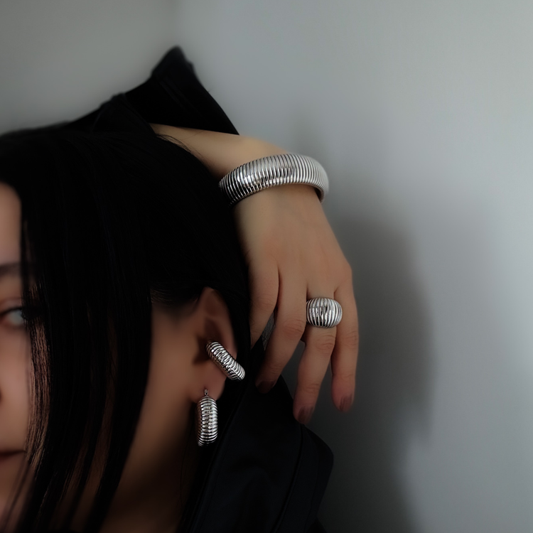 Silver Chunky Ribbed Ring