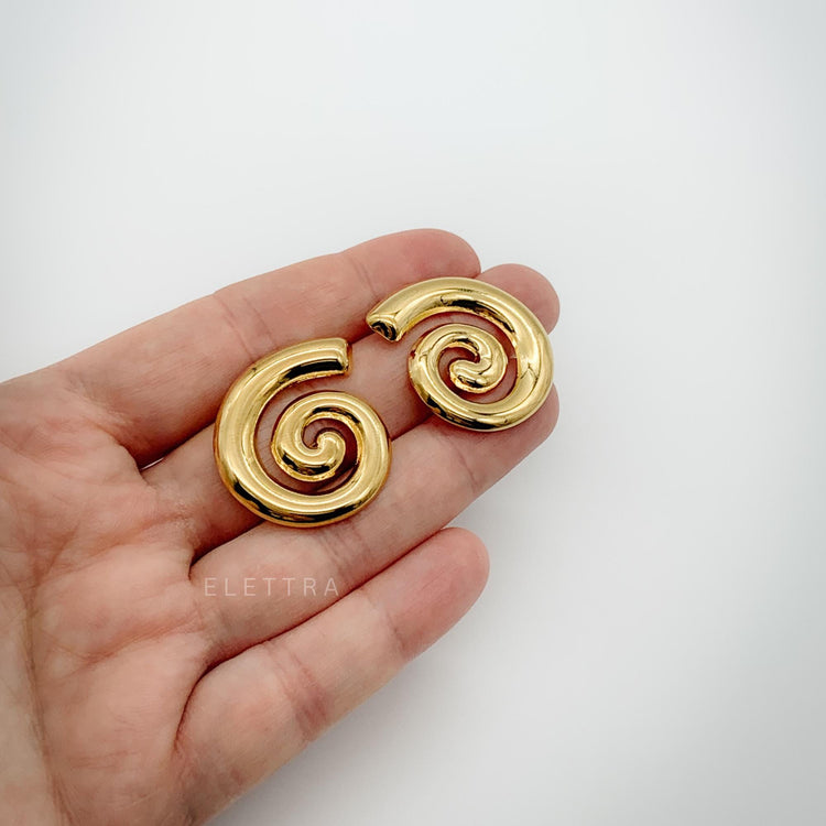 Chunky Gold Spiral Stud Earrings