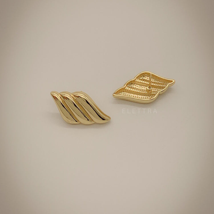 Gold Wave Stud Earrings