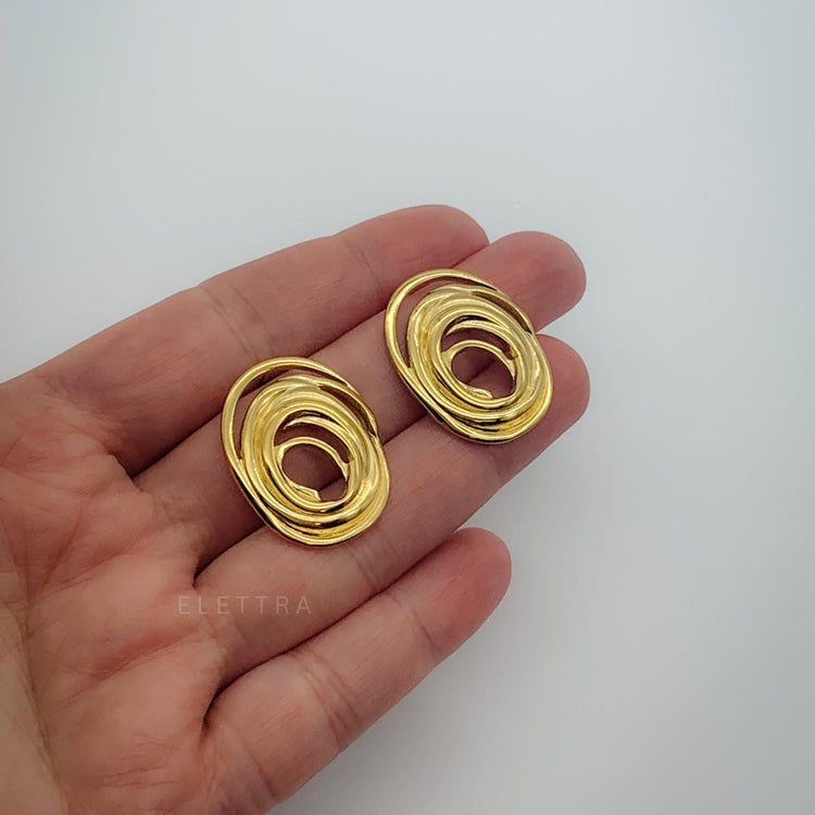 Chunky Spiral Gold Stud Earrings