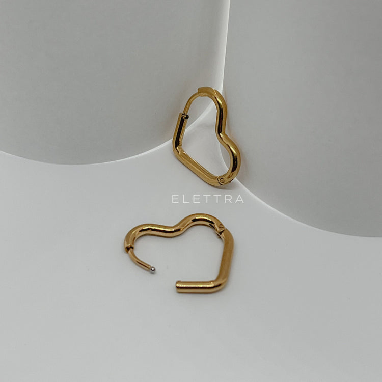 Gold Heart Hoop Earrings