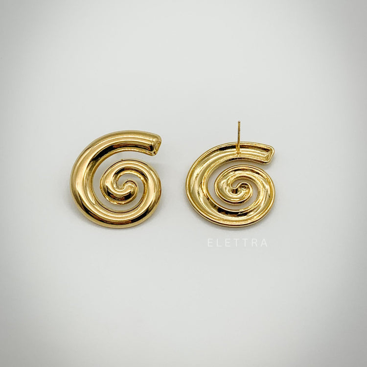 Chunky Gold Spiral Stud Earrings