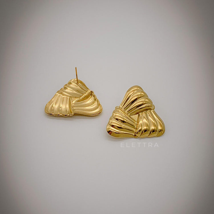 Gold Triangle Chunky Stud Earrings