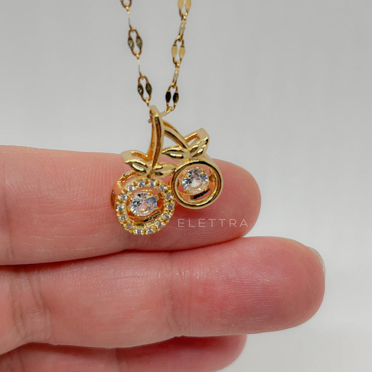 Double Cherry Gold Necklace