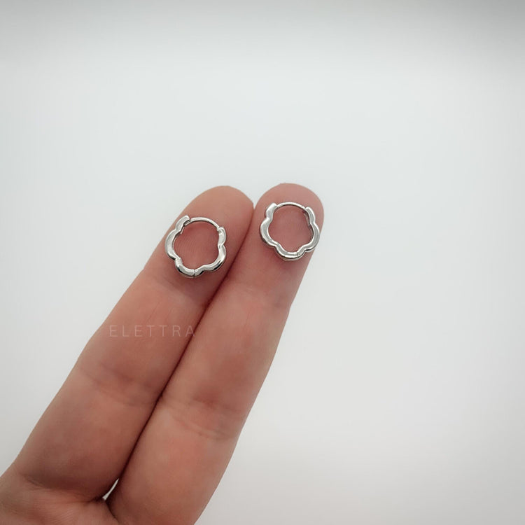 Mini Silver Wave Huggie Earrings