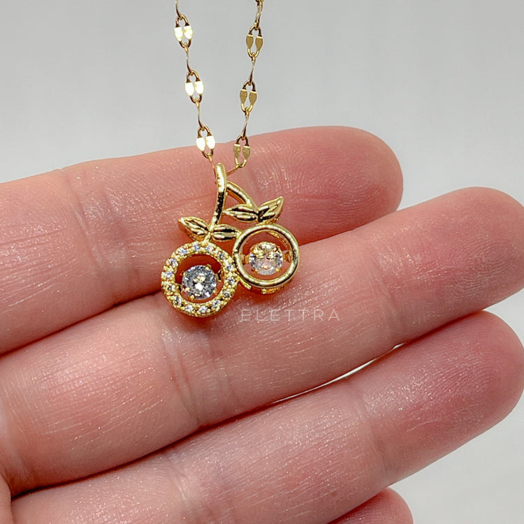 Double Cherry Gold Necklace