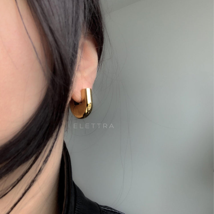 Gold U-Shape Hollow Hoop Earrings
