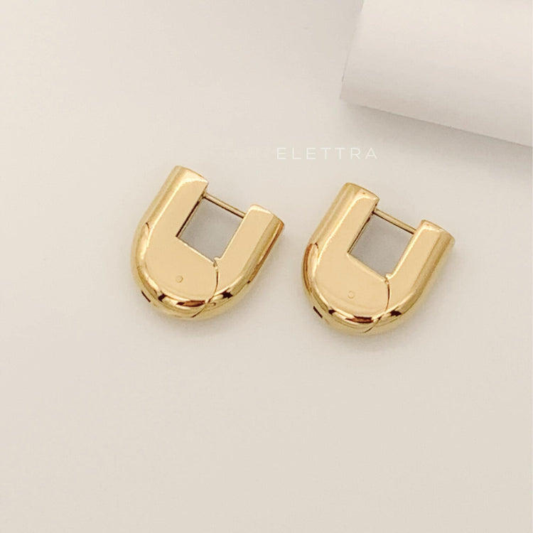 Gold U-Shape Hollow Hoop Earrings
