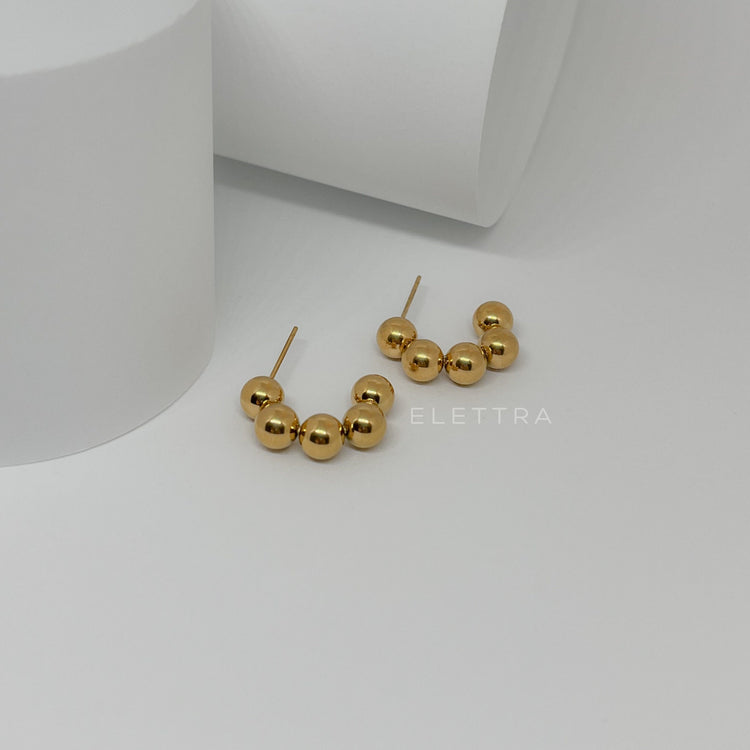 Beaded Gold C-Shape Earrings