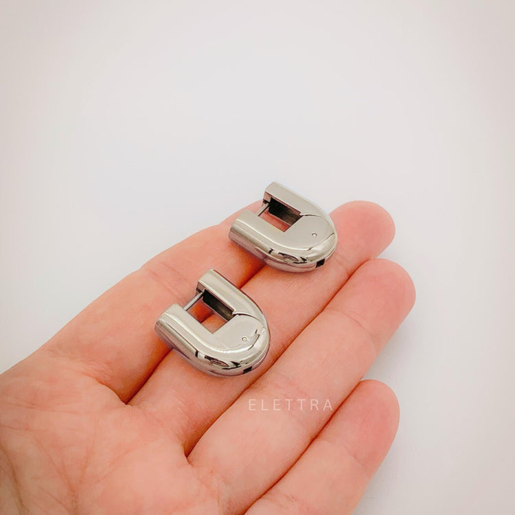 Silver U-Shape Hollow Hoops