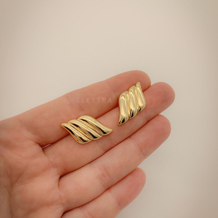 Gold Wave Stud Earrings