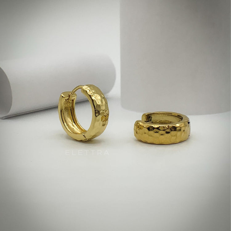 Hammered Gold Huggie Earrings