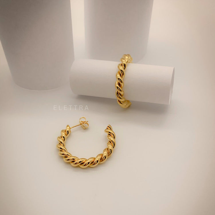 Twisted Gold Hoop Earrings