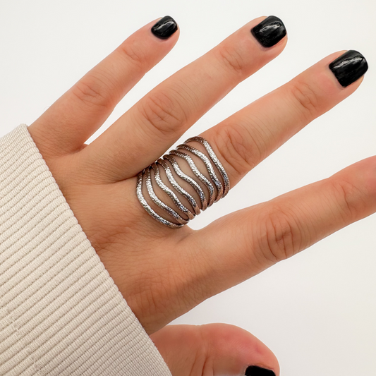 Textured Silver Wavy Ring