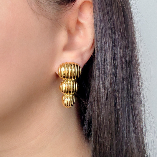 Gold Drop Stud Earrings