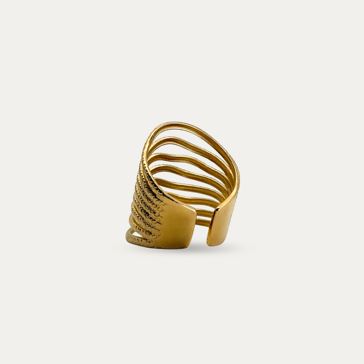 Textured Gold Wavy Ring