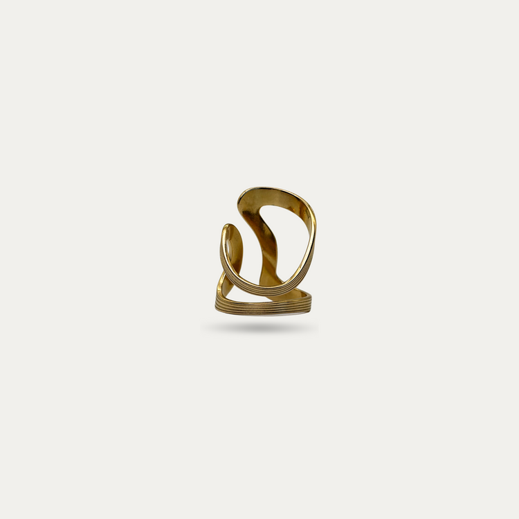 Wide Gold Wave Ring