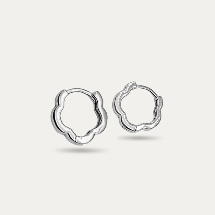 Mini Silver Wave Huggie Earrings