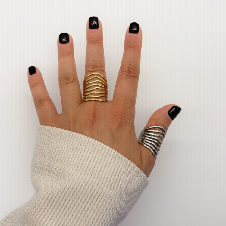 Textured Silver Wavy Ring