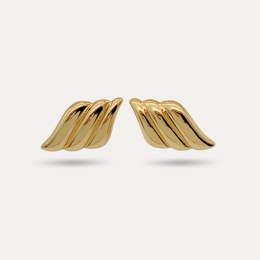 Gold Wave Stud Earrings