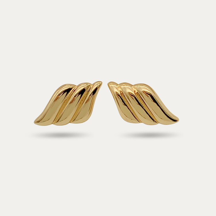 Gold Wave Stud Earrings