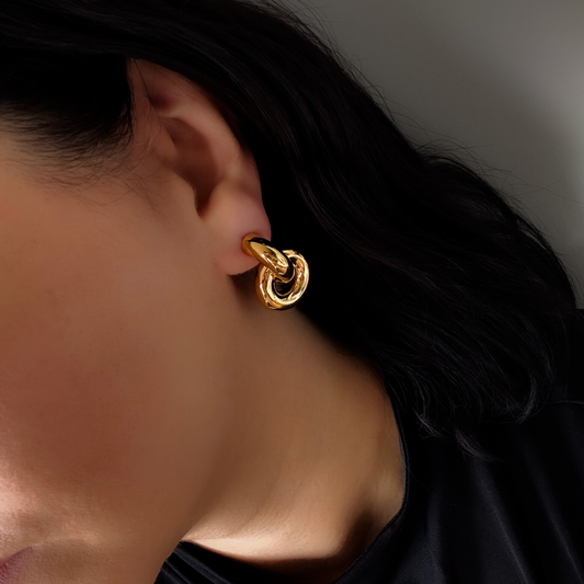 Gold Door-Knocker Chunky Stud Earrings