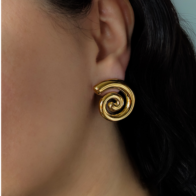Chunky Gold Spiral Stud Earrings