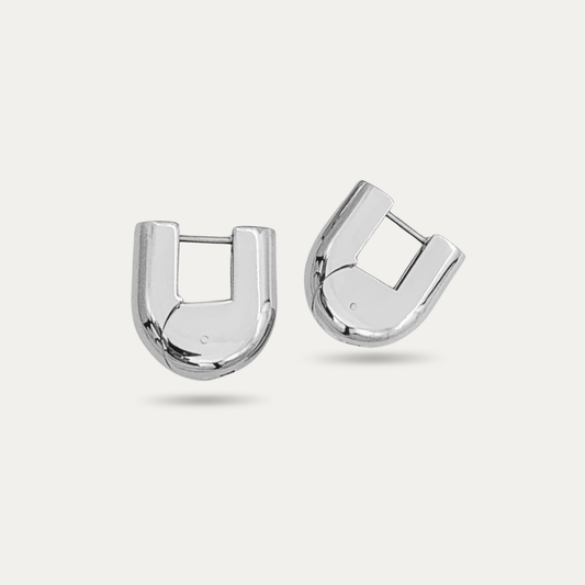 Silver U-Shape Hollow Hoops