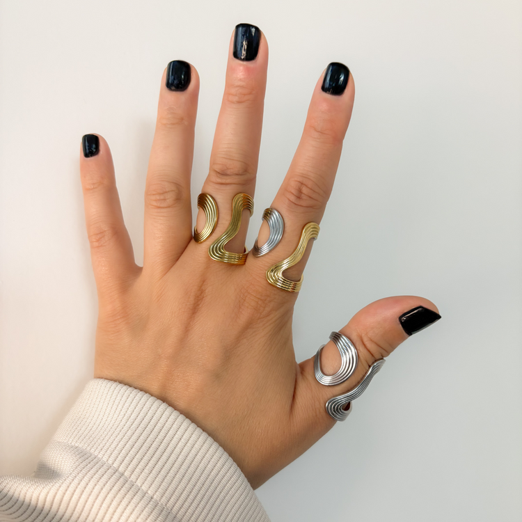 Wide Silver Wave Ring