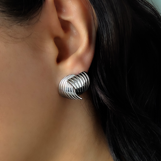 Chunky Love Knot Silver Stud Earrings